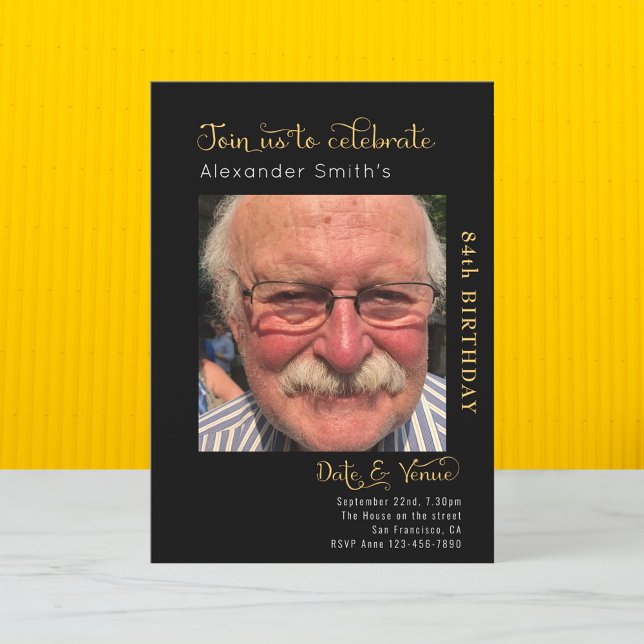 Tout âge Anniversaire Invitation noire (Créateur téléchargé)