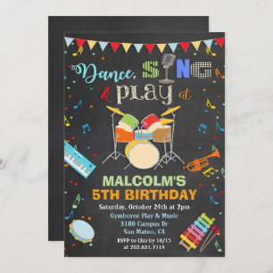 TOUT ÂGE - Boy Music Anniversaire Chalk Invitation