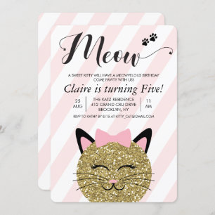 TOUT ÂGE - Chat Kitten Meow Invitation d'anniversa