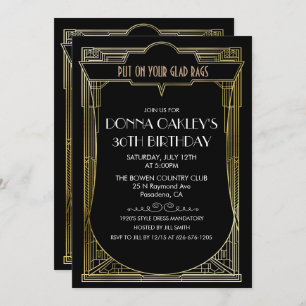 TOUT ÂGE Gatsby Art Déco Invitation Anniversaire