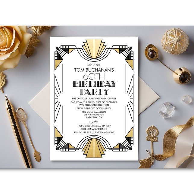 TOUT ÂGE - Invitation Anniversaire Art Déco 1920 (Créateur téléchargé)