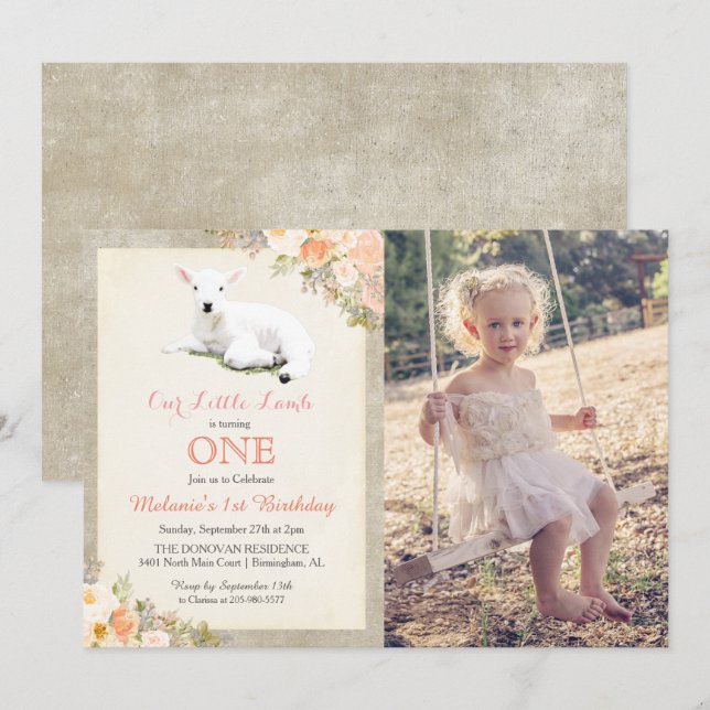 TOUT ÂGE - Invitation photo d'anniversaire Petit A (Devant / Derrière)