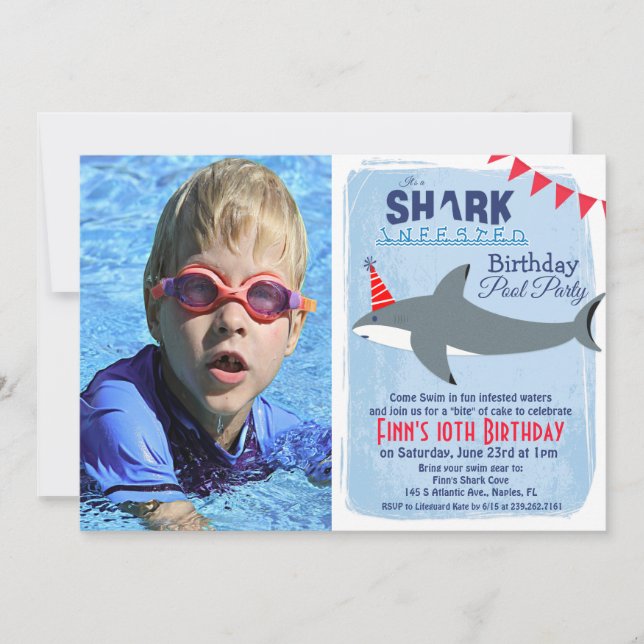 TOUT ÂGE - Invitation photo pour fête de requins d (Devant)