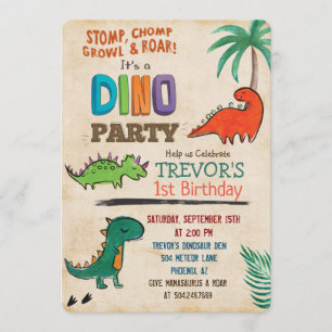 TOUT ÂGE - Jolie Dinosaure Invitation d'anniversai