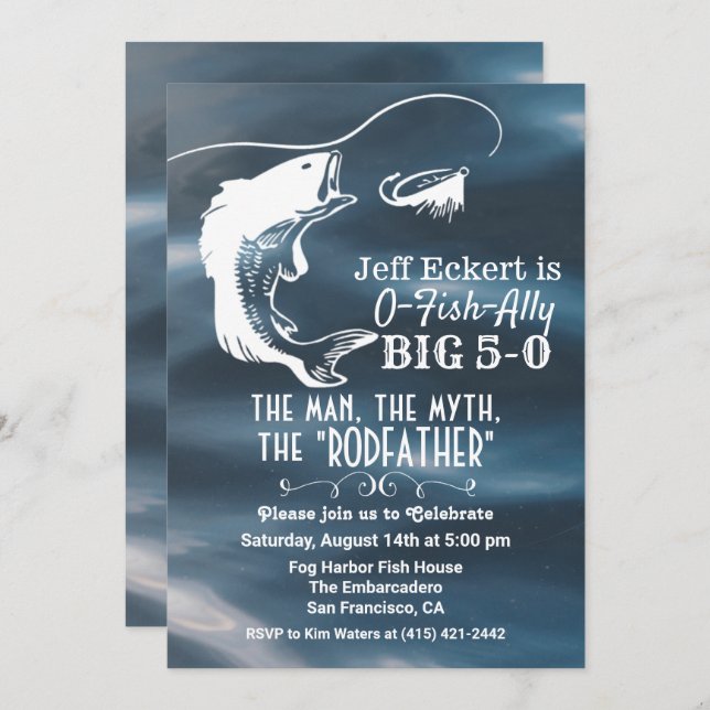 TOUT ÂGE - Pêche Invitation d'anniversaire (Devant / Derrière)