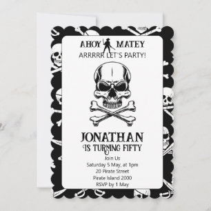Tout âge Pirate Thème Anniversaire Invitation
