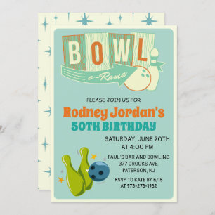 TOUT ÂGE - Retro Bowling Anniversaire Invitation