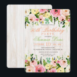 TOUT ÂGE - Rustique Floral Invitation d'anniversai<br><div class="desc">Célébrez un jalon de l'âge avec cette invitation à l'anniversaire fleuri. Il est romantique et parfait pour la femme qui aime les fleurs. Graphiques par OctopusArtis.etsy.com. Cette invitation est faite de fleurs romantiques et de bois qui est parfait pour une invitation à la fête de printemps ou d'été.</div>