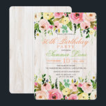 TOUT ÂGE - Rustique Floral Invitation d'anniversai<br><div class="desc">Célébrez un jalon de l'âge avec cette invitation à l'anniversaire fleuri. Il est romantique et parfait pour la femme qui aime les fleurs. Graphiques par OctopusArtis.etsy.com. Cette invitation est faite de fleurs romantiques et de bois qui est parfait pour une invitation à la fête de printemps ou d'été.</div>