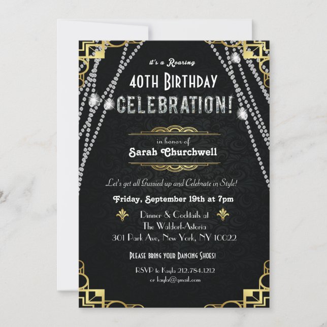 TOUT ÂGE - Superbe Invitation d'Anniversaire Art D (Devant)