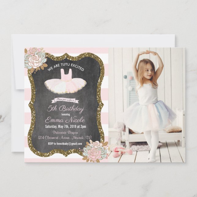 TOUT ÂGE - Tutu Ballerina Invitation d'anniversair (Devant)