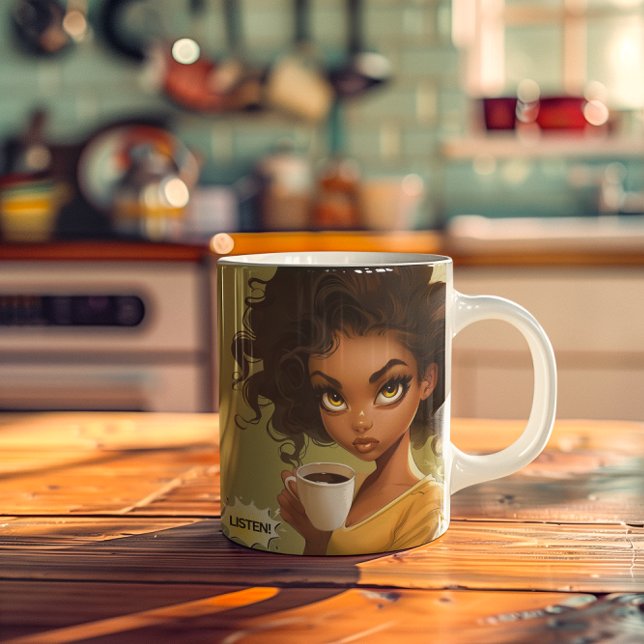 "Tout ce que je dis ou fais avant le café" Mug (She's not playing "Nothing she says before her coffee counts"! Cute and funny coffee mug")