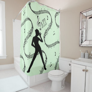 Tout ce rideau de douche de danse de jazz vert mus
