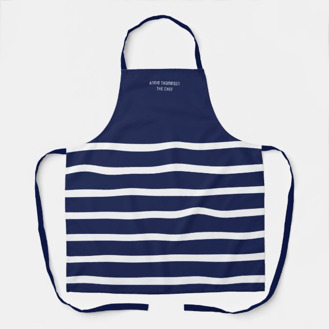 Tout-dessus Imprimer Tablier rayé bleu marine rayé (Recto)
