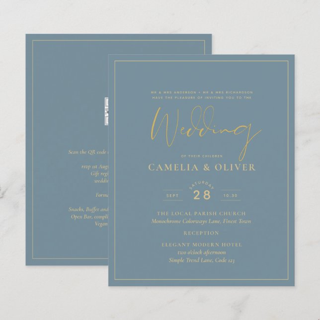 Tout-en-1 Elégant verre de mer Turquoise Mariage o (Devant / Derrière)