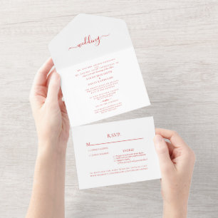 Tout En Un All in One Red Roses Mariage Invitation