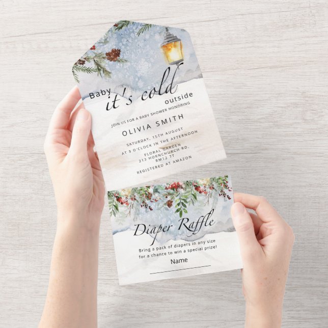 Tout En Un Bébé il fait froid dehors All In One Invitation (Déchirure)