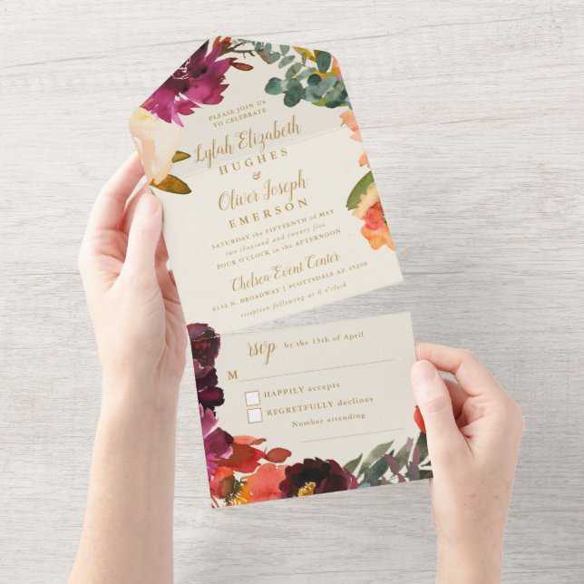 Tout En Un Bouquet d'automne sauvage | Invitation de mariage  (Déchirure)