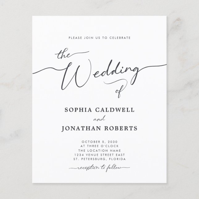 Tout en un budget Faire-part de mariage de calligr (Devant)