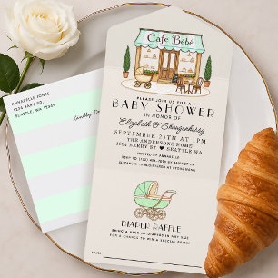 Tout En Un Café Bébé de Paris French Invitation de Baby Showe