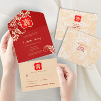 Tout en un Chinois Longévité Invitation Anniversai