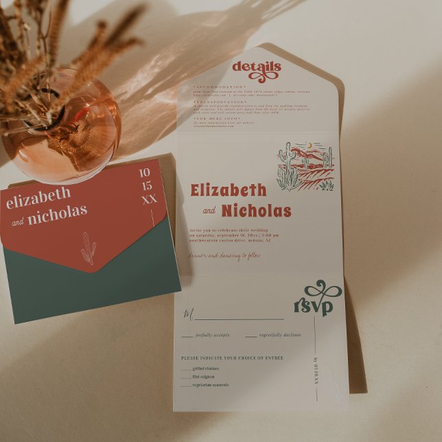 Tout En Un Désert moderne de Boho | Invitation de mariage tou (Créateur téléchargé)