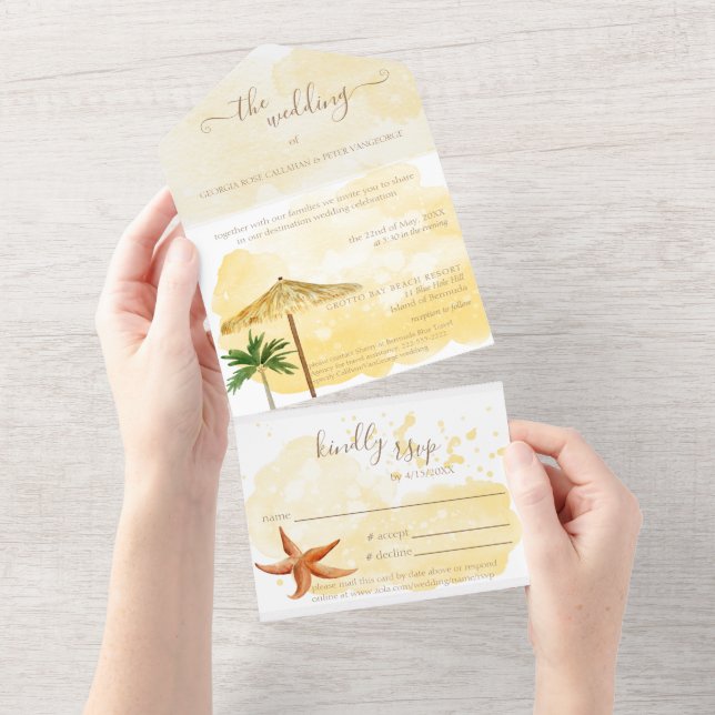 Tout En Un Destination Wedding All in One Wedding Invitation (Déchirure)