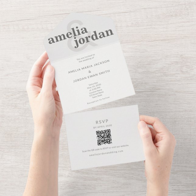 Tout En Un Editorial Typography All-In-One Wedding Invitation (Déchirure)