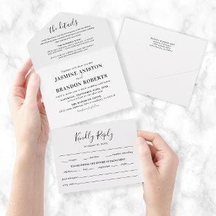Tout En Un Faire invitation de mariage noir et blanc tout-en-