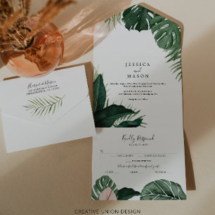 Tout en un Faire-part de mariage de Monstera Tropi