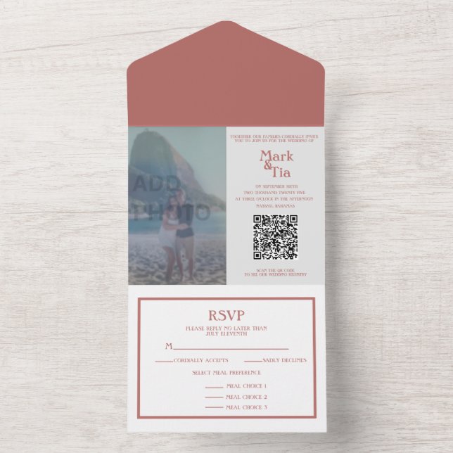 Tout en un Faire-part de mariage photo Code QR (À l'intérieur)