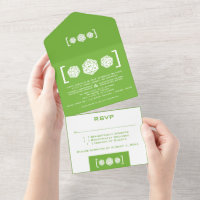Green D20 Dice Gamer All in One Wedding Invitation