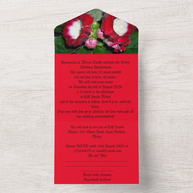 Tout En Un Invitation 25e anniversaire de mariage argent (À l'intérieur)