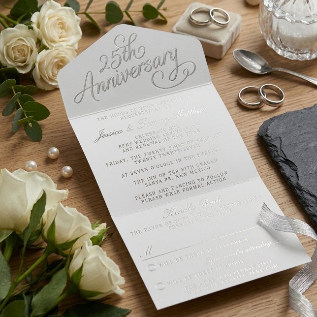 Tout En Un Invitation 25e anniversaire de Mariage d'argent Véritable hui (Créateur téléchargé)