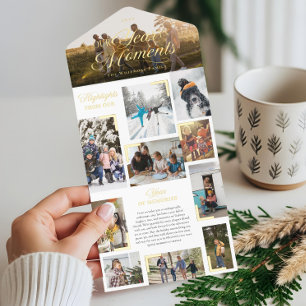 Tout En Un Invitation Année en moments Famille Photo Collage Noël