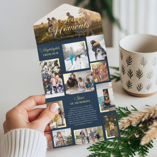 Tout En Un Invitation Année en moments Famille Photo Collage Noël