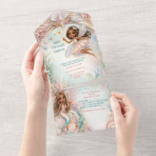Tout En Un Invitation anniversaire tout-en-un Sirène Fée sous