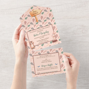 Tout En Un Invitation au baby shower animal des bois, Boho Al