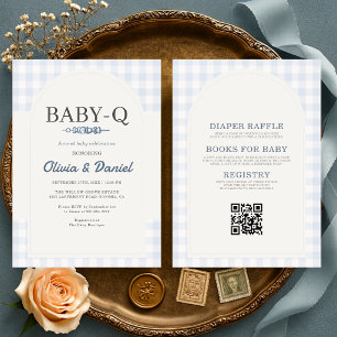 Tout en Un Invitation Baby Shower BBQ à Carreaux B