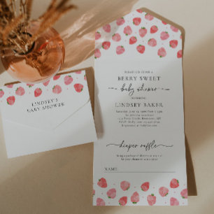 Tout En Un Invitation Baby shower fraise   Berry Baby