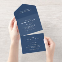 Bleu Nuit Blanc | Minimaliste Moderne Élégant Feui