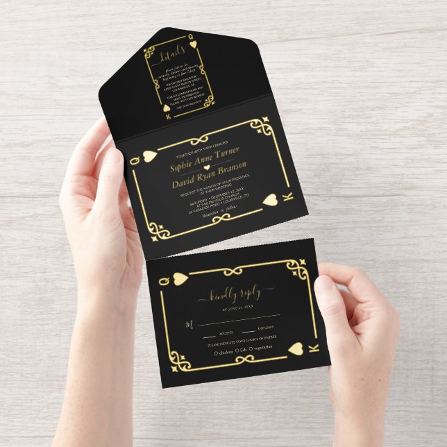 Tout En Un Invitation Casino de luxe Las Vegas Poker Mariage Real Foil (Détachable)