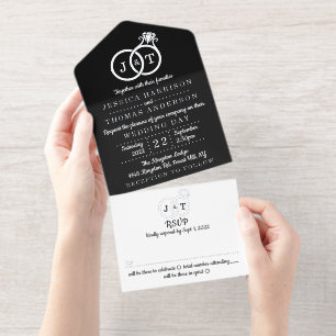Tout En Un Invitation Cercles Mariages Monogrammes Chics Véritable Huile