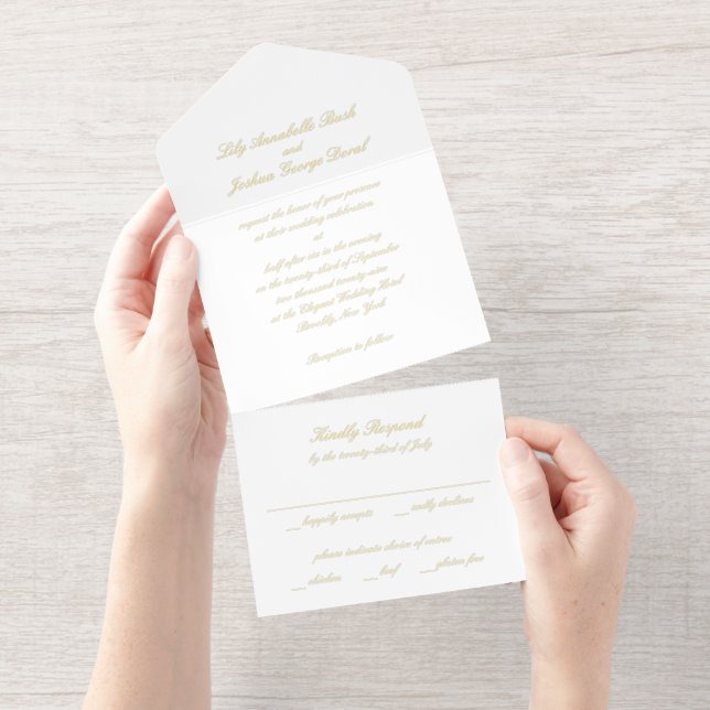 Tout En Un Invitation Classic Timeless Wedding (Détachable)