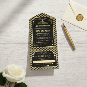 Tout En Un Invitation Collection de Mariages Art Déco Gatsby vintage des