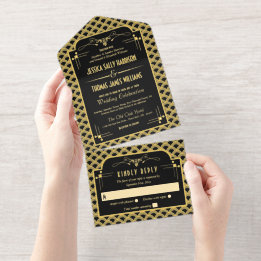 Tout En Un Invitation Collection de Mariages Art Déco Gatsby vintage des