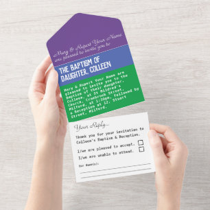 Tout En Un Invitation de baptême et de christening tout-en-un