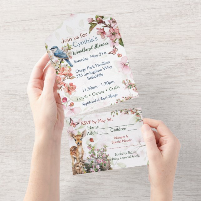 Tout En Un Invitation de douche de bois printanier (Déchirure)
