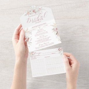 Tout En Un Invitation de fête prénuptiale Dusty Rose Floral t