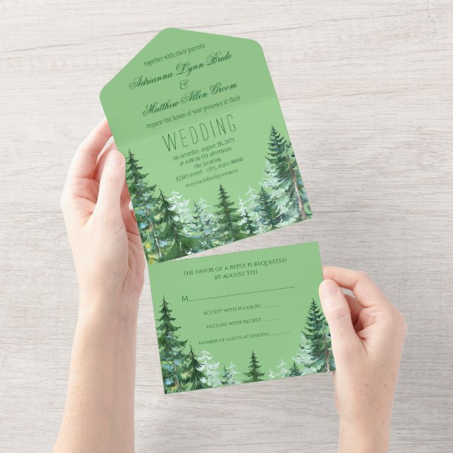 Tout En Un Invitation de mariage au sapin (Déchirure)
